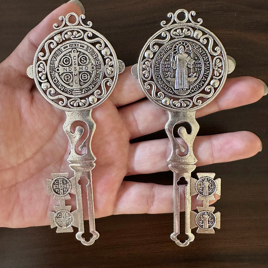 Double Pack Saint Benedict Key Blessing For Protection - Home and Door hanger - Wall Hanger Catholic Gifts - Llave de San Benito
