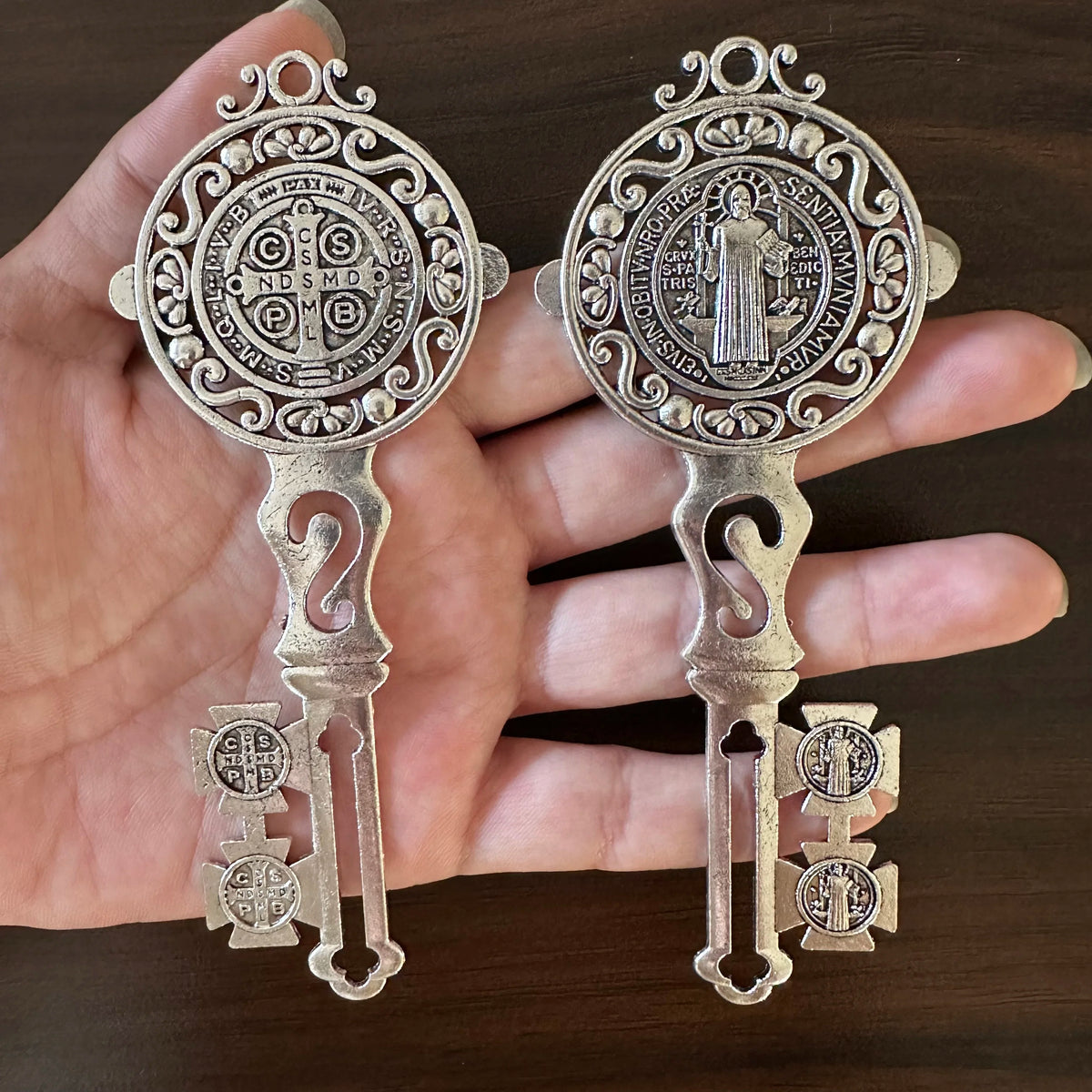 Double Pack Saint Benedict Key Blessing For Protection - Home and Door hanger - Wall Hanger Catholic Gifts - Llave de San Benito