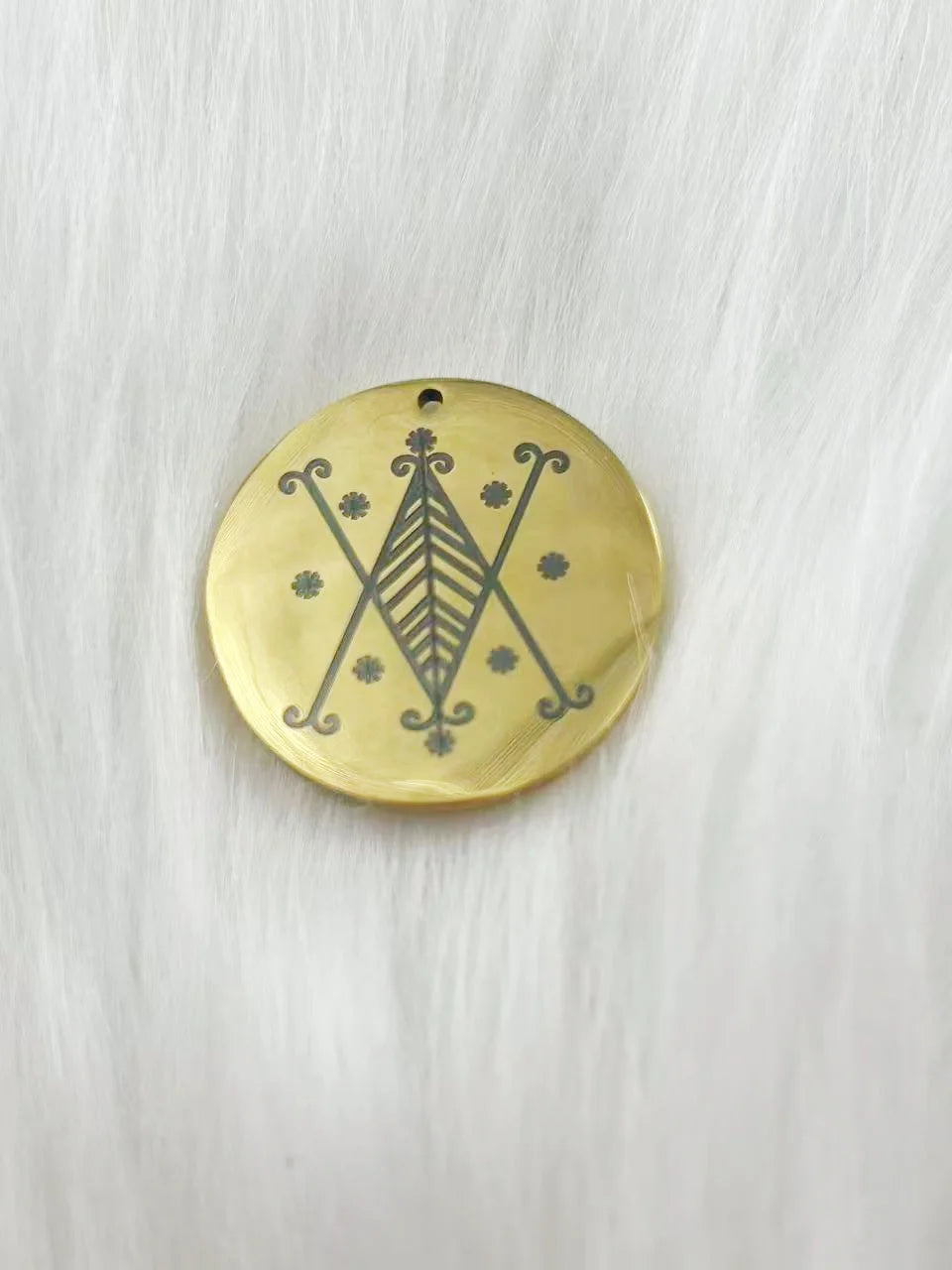 WOUWU Stainless Steel Jewelry Voodoo Veve Symbols Sigil Charm Vodou Lwa Loa Laser Engraving Amulet Talisman Pendant Necklace