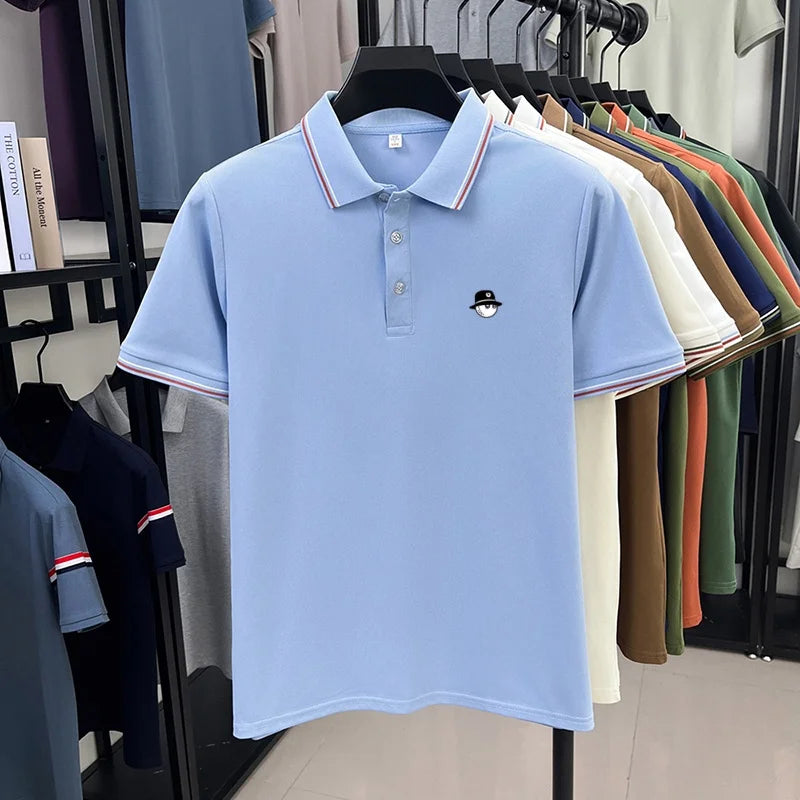 Luxurious design printed men's polo shirt business casual short sleeved T-shirt breathable comfortable fashionable high-end top
