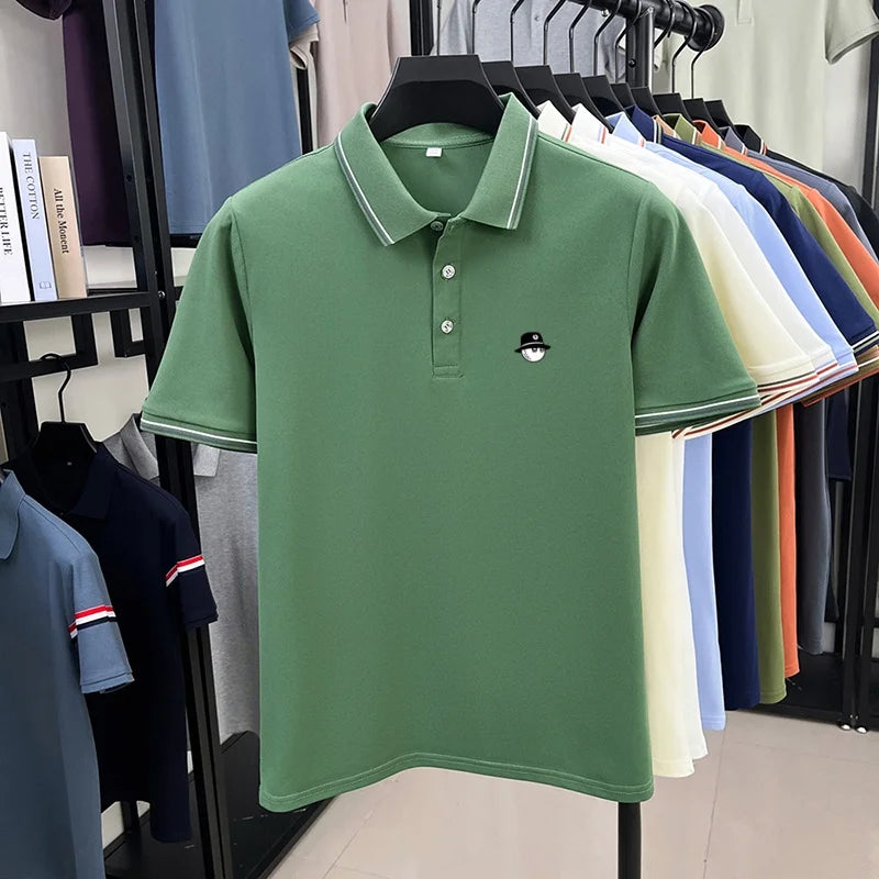 Luxurious design printed men's polo shirt business casual short sleeved T-shirt breathable comfortable fashionable high-end top
