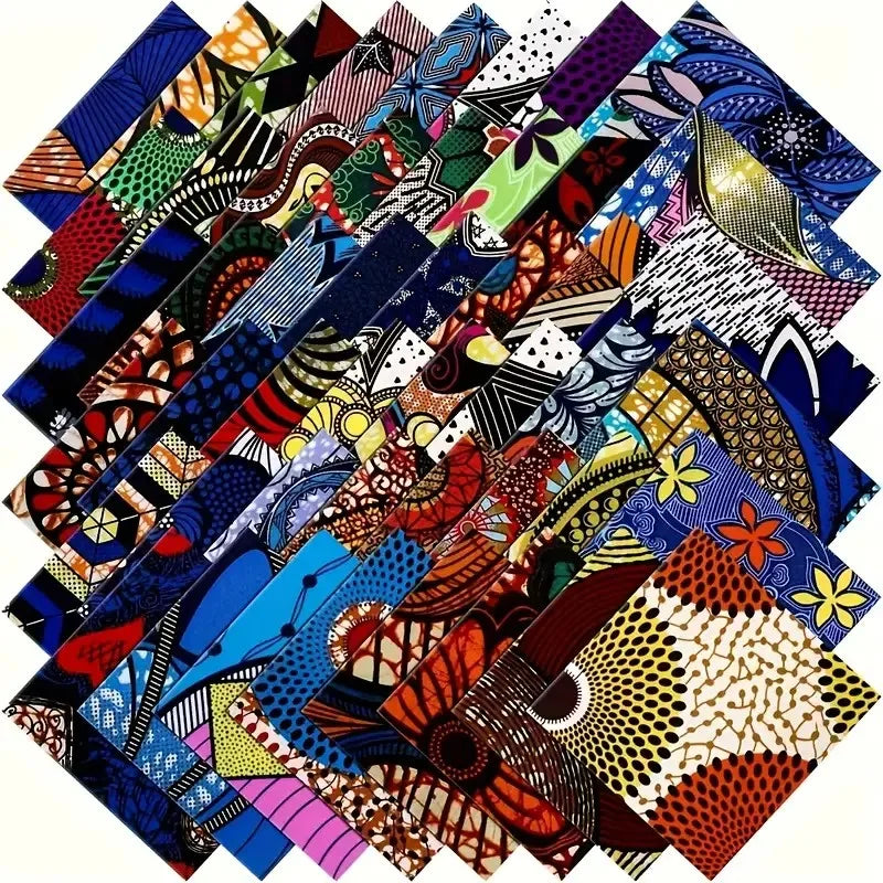 100 pieces of African fabric squares, pre-cut polyester patchwork bundles, multicolor patterns, hand washable fine patchwork fab
