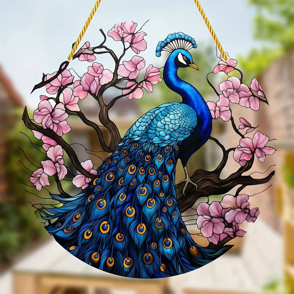 Colorful Peacock Sun Catcher-Indoor/Outdoor Hanging Decoration for Whimsical Home,Versatile Decor For Patio,Garden,Porch Decor