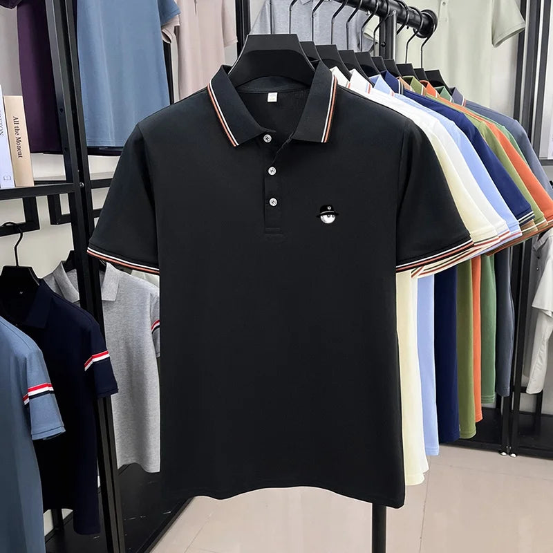Luxurious design printed men's polo shirt business casual short sleeved T-shirt breathable comfortable fashionable high-end top