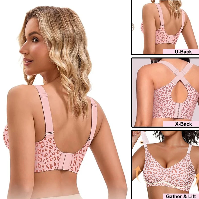 Leopard Jelly Bras No Underwire Push Up Wireless Bra Seamless Lift Bras Full Coverage Bralette Everyday Brassiere Plus Size