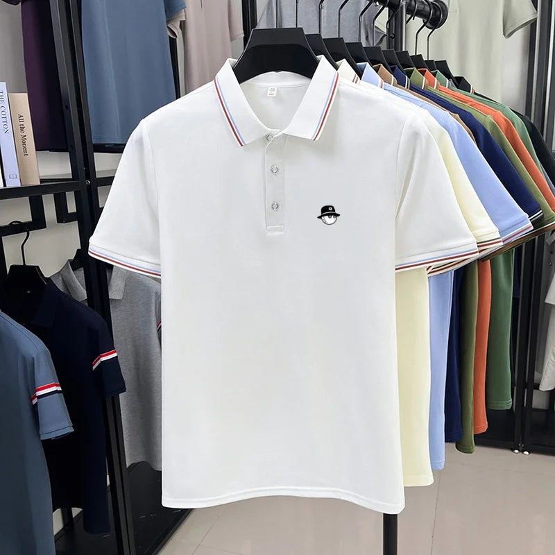 Luxurious design printed men's polo shirt business casual short sleeved T-shirt breathable comfortable fashionable high-end top