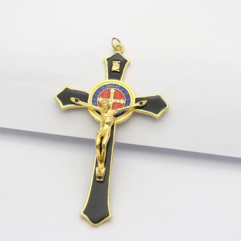 Saint Benedict Benedictine Red Enamel Protection Wall Crucifix Cross Catholic San Benito Medal Prayer Decoration