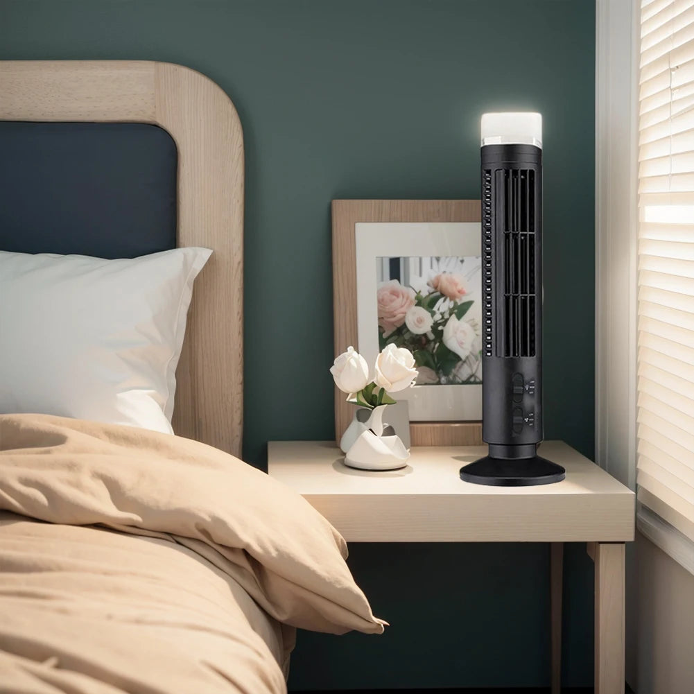 LED Tower Fan No Leaf Air Conditioner 2 Gear Speed USB Bladeless Fan Portable Electric Floor Fan for Living Room Bedroom