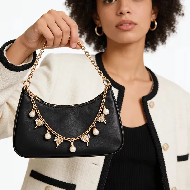 Pink Bowknot Purse Chain Charm Bag Making Materials Chain for Tote Shoulder Bags Handlebag Gold Chains Wallet Pendant