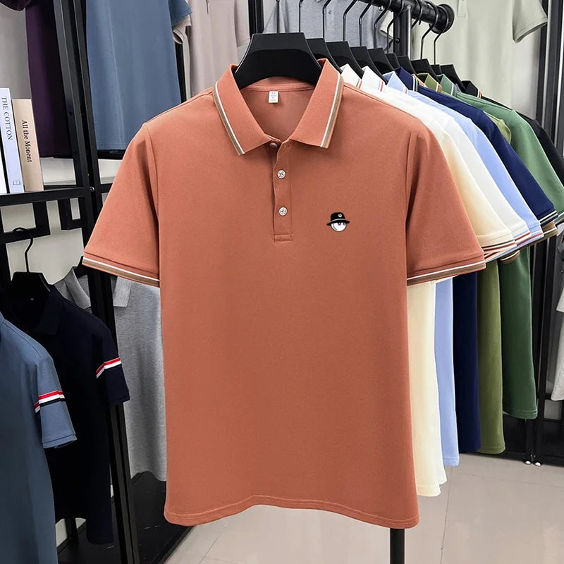 Luxurious design printed men's polo shirt business casual short sleeved T-shirt breathable comfortable fashionable high-end top