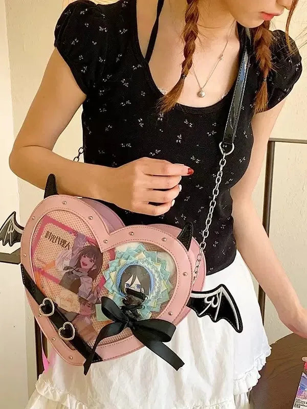 Original small appetite love pain bag y2k wind anime messenger bag small design girl shoulder bag