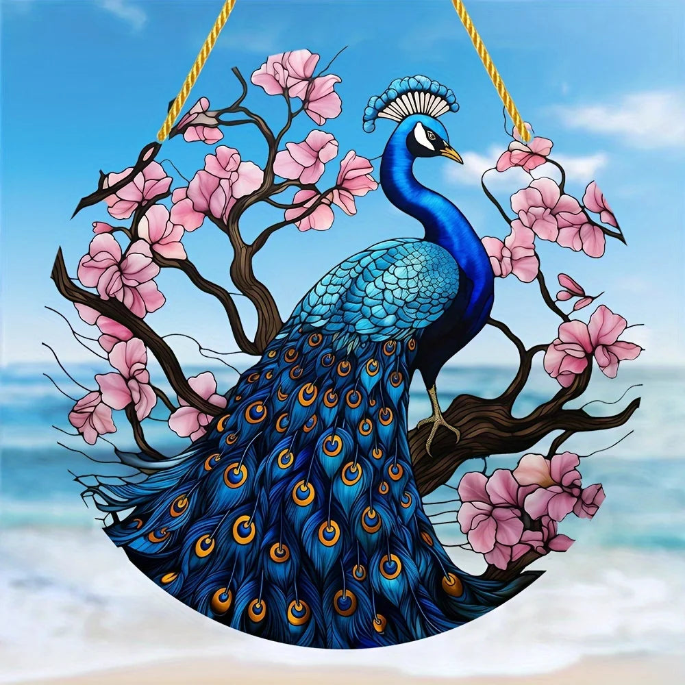 Colorful Peacock Sun Catcher-Indoor/Outdoor Hanging Decoration for Whimsical Home,Versatile Decor For Patio,Garden,Porch Decor