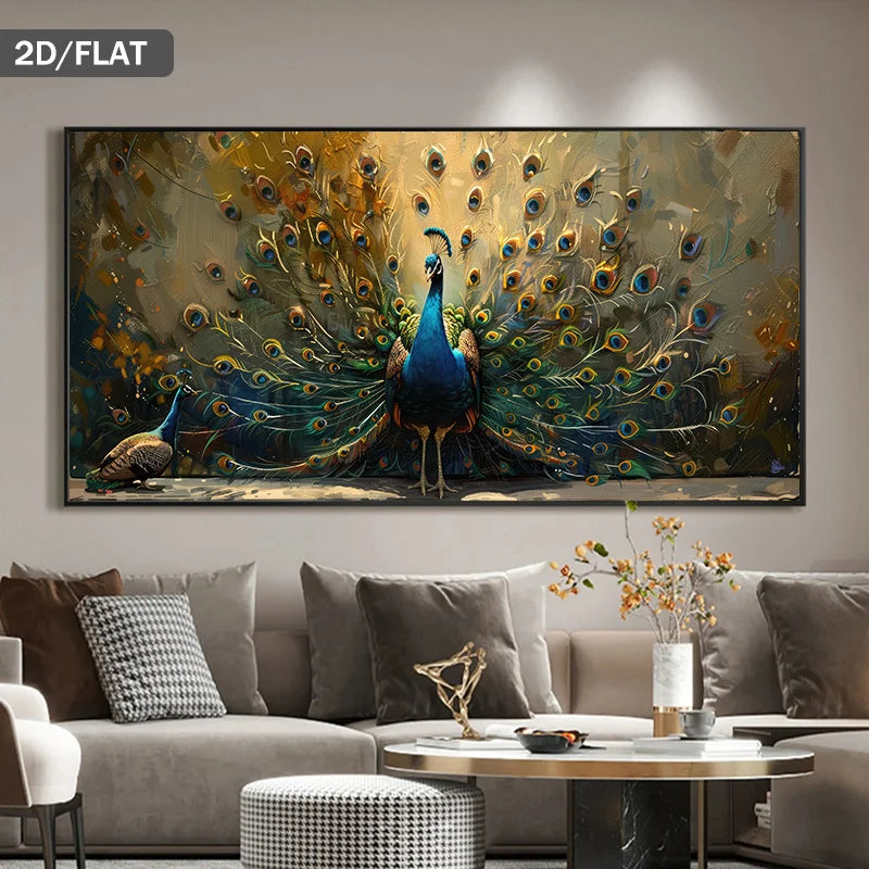 1pc Modern Abstract Canvas Prints Peacock Feathers Poster Painting Wall Art for Living Room Bedroom Frameless Animals Home Decor