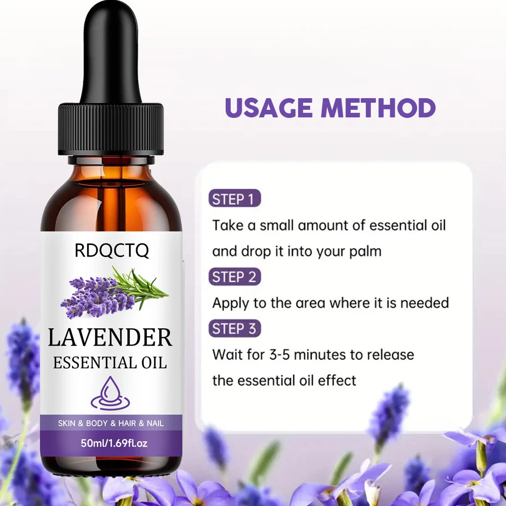 Lavender Essential Oil - 100% Pure Natural for Skin Body Hair Nail Care - Aromatherapy Massage Oil Moisturizing Formula