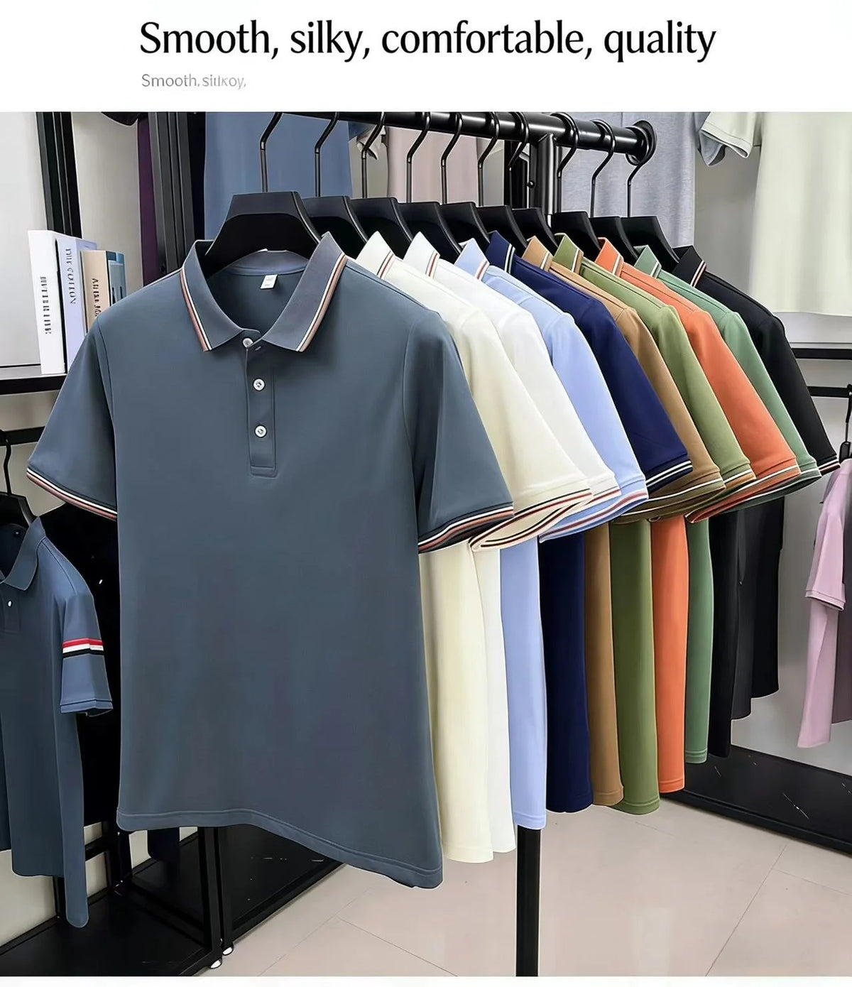 Luxurious design printed men's polo shirt business casual short sleeved T-shirt breathable comfortable fashionable high-end top