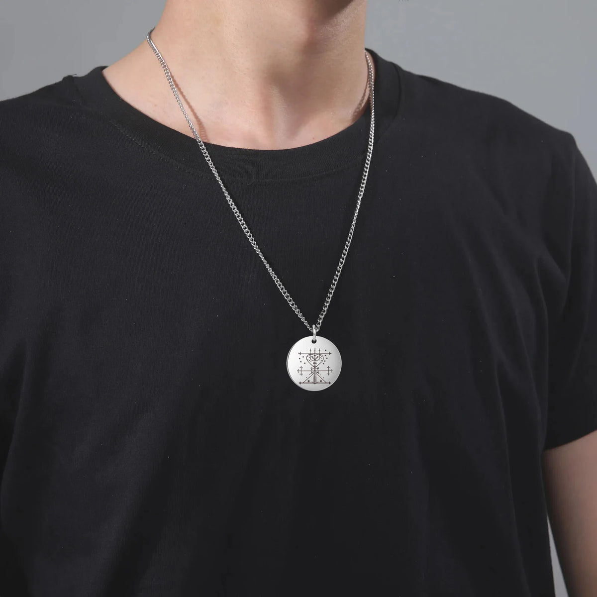 LIKGREAT Vodou Voodoo Pendant Necklaces Stainless Steel Agwe Ezili Dantor Ogoun Gran Bwa Papa Legba Veves Symbol Amulet Jewelry