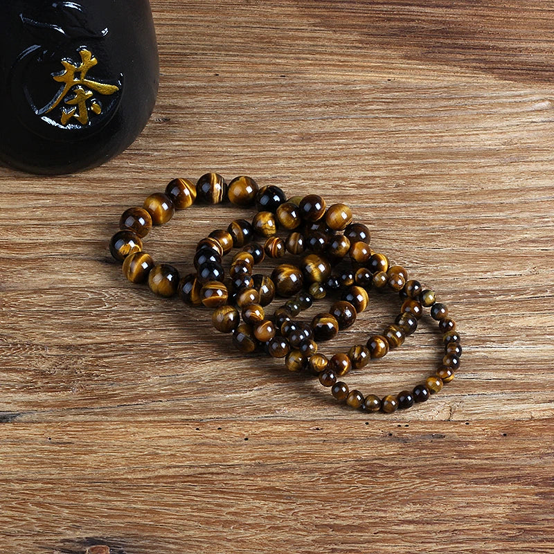 4-14mm Yellow Tiger Eye Stone Beads Stretch Bracelet for Men Women Reiki Natural Stone Jewelry Vitality & Wealth Charm Bracelets
