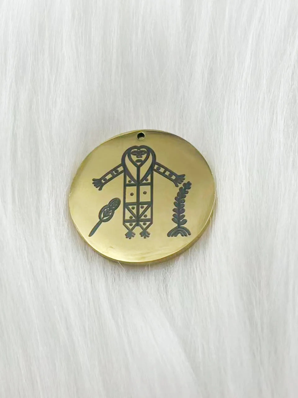 WOUWU Stainless Steel Jewelry Voodoo Veve Symbols Sigil Charm Vodou Lwa Loa Laser Engraving Amulet Talisman Pendant Necklace