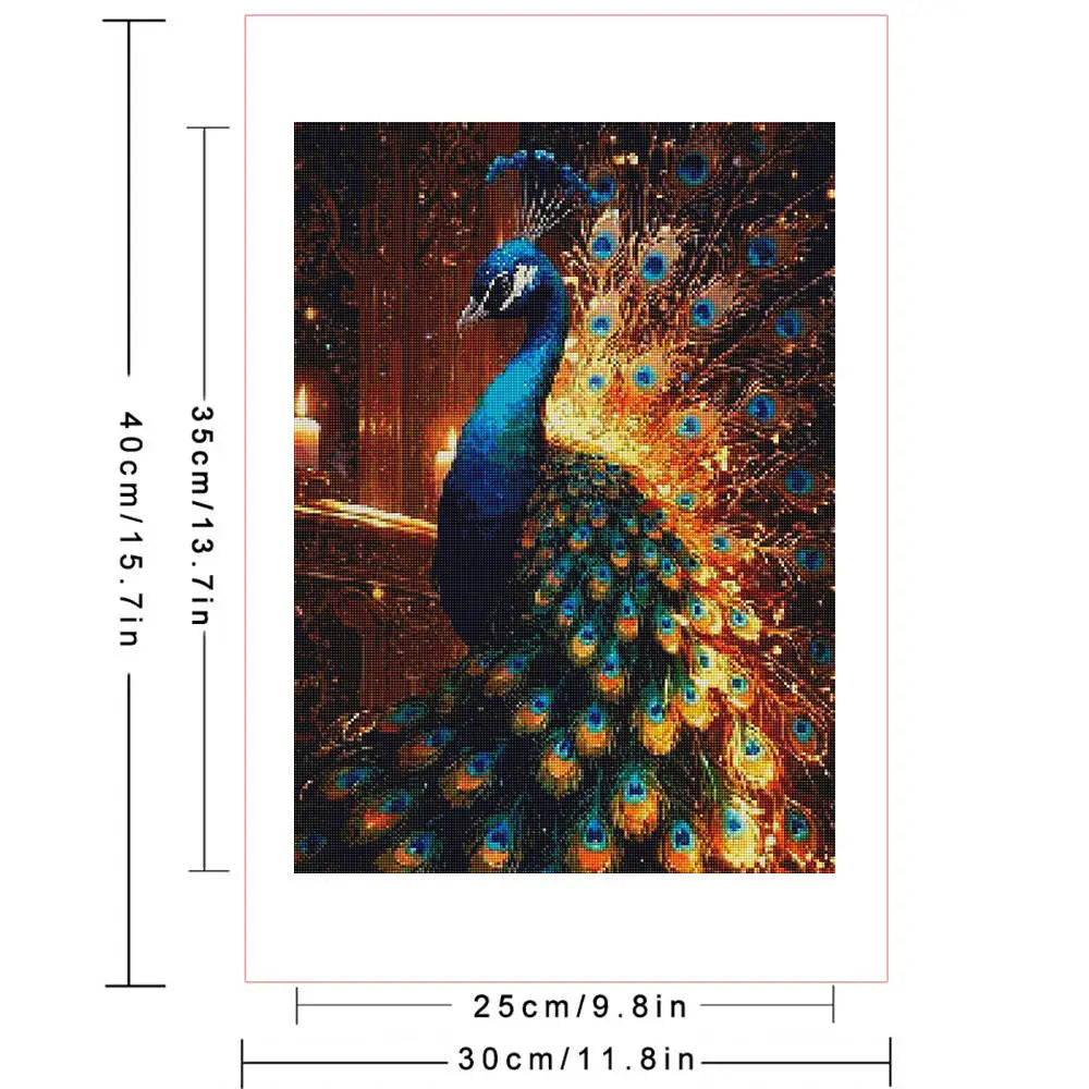 Huacan Diamond Mosaic Art Kit Peacock Animal Full Round Square Diamond Painting Living Room Wall Decoration