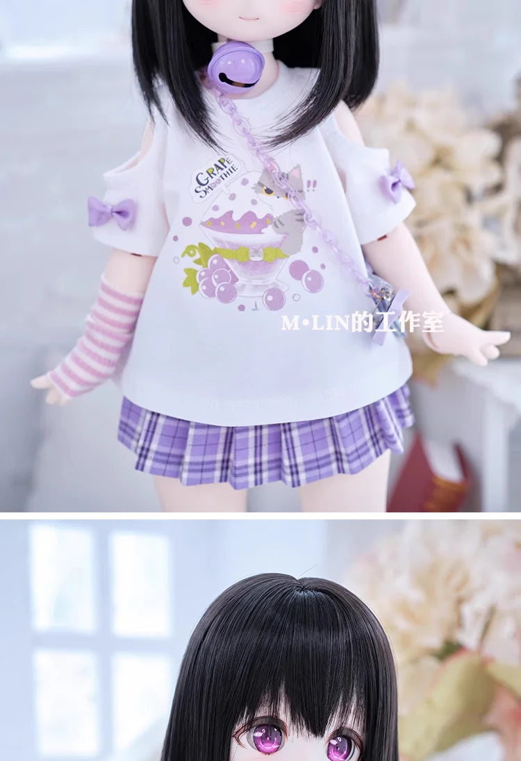 Wigs High Temperature Short Straight Hair For 1/3 1/4 MSD MDD Doll Hair Accessories Girls DIY Gift