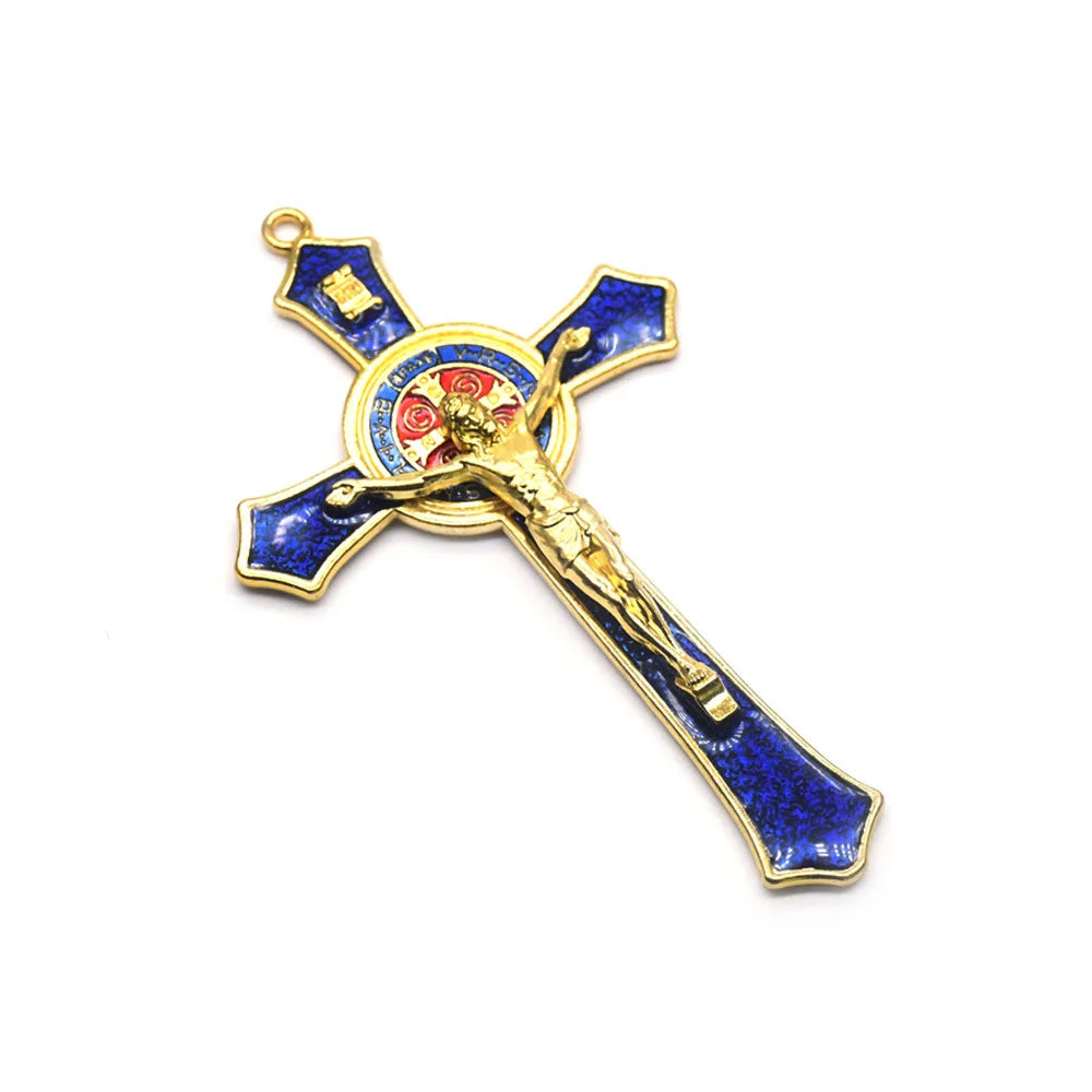12*7cm Golden Saint Benedict Cross Jesus Christ  Pendant Religion Pray Decoration Supplies