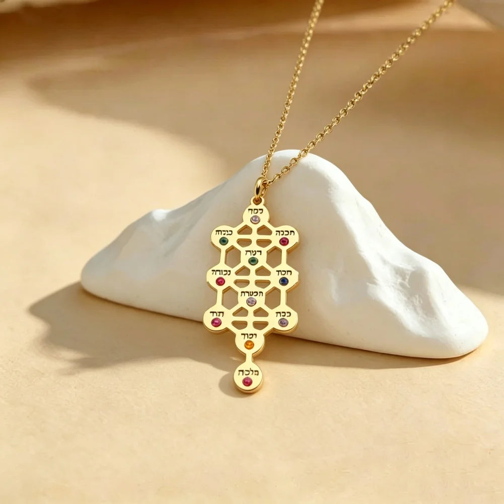 Kabbalah Necklace Ten Sephiroth Pendant Jewish Inspired Jewerly Gift for Kabbalah Tree of Life Mysticsm Jewish