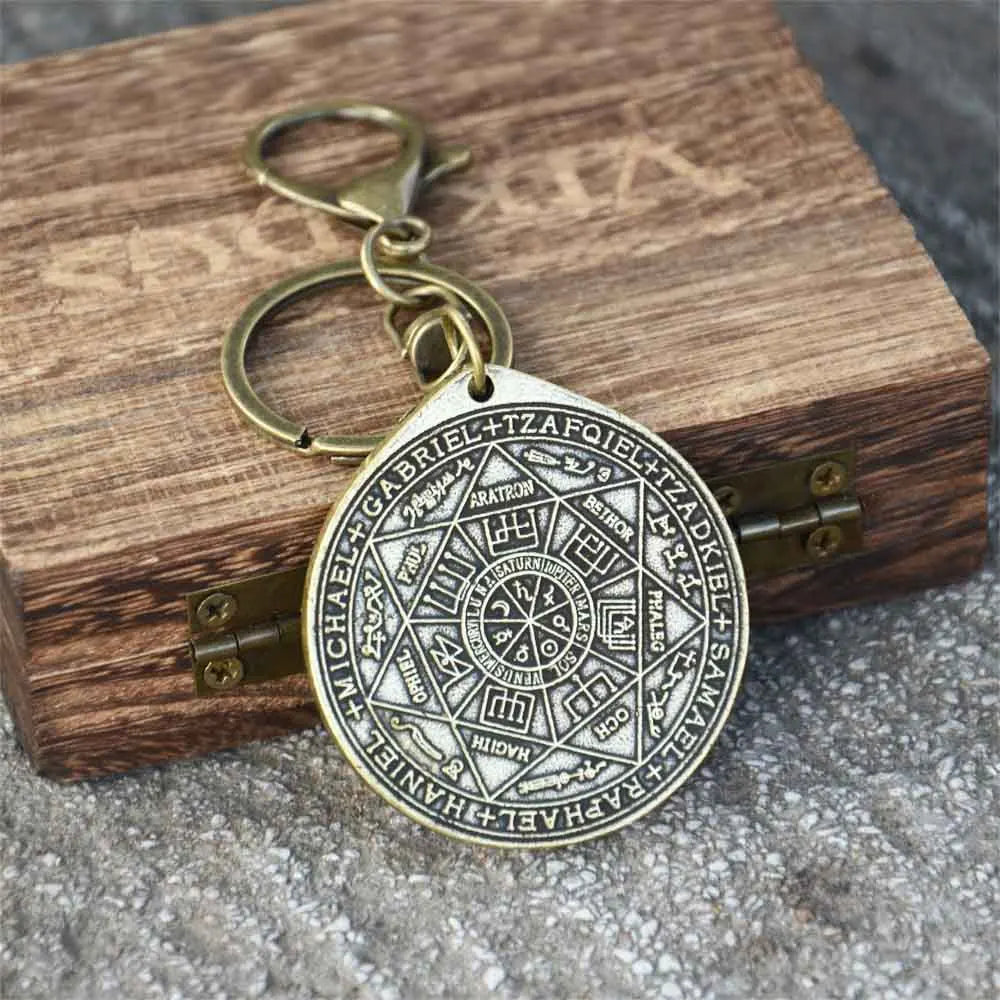 Key Of Solomon 7 Archangel Saint Michael Asterion Seal Keychain Kabbalah Amulet Jewelry Dropshipping