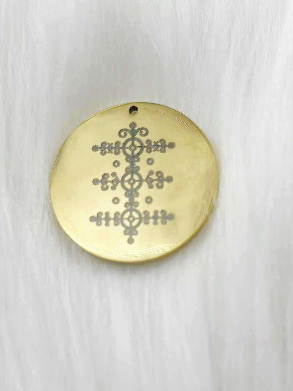 WOUWU Stainless Steel Jewelry Voodoo Veve Symbols Sigil Charm Vodou Lwa Loa Laser Engraving Amulet Talisman Pendant Necklace