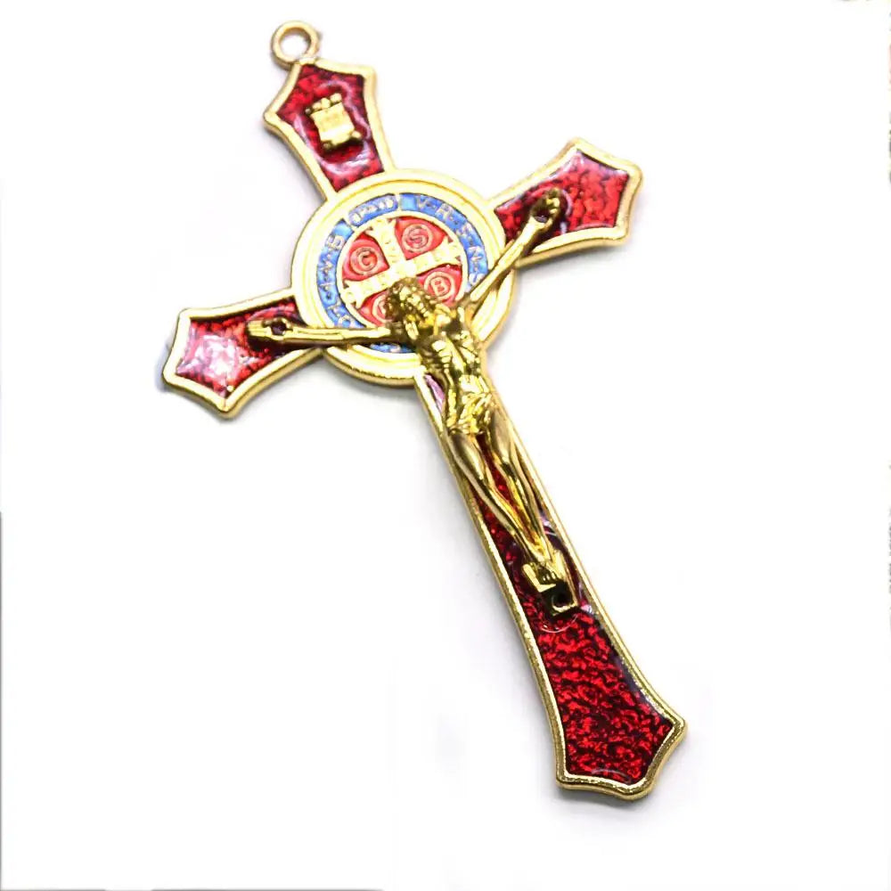 12*7cm Golden Saint Benedict Cross Jesus Christ  Pendant Religion Pray Decoration Supplies