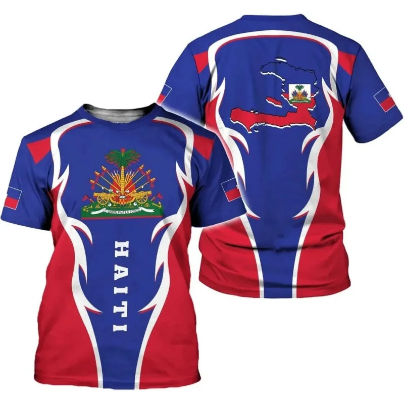 Haiti national emblem pattern 3D The flag of Haiti sport Quickdry Breatha menT-shirt Outdoor team training parent-childclothing