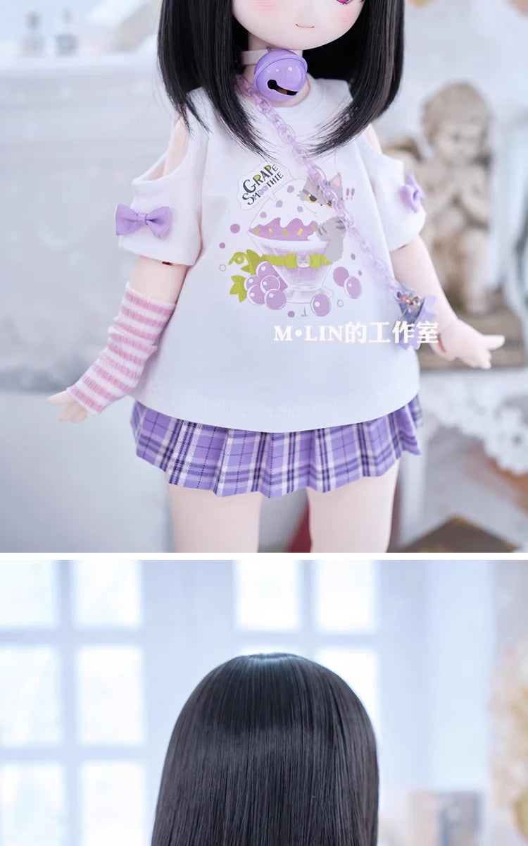 Wigs High Temperature Short Straight Hair For 1/3 1/4 MSD MDD Doll Hair Accessories Girls DIY Gift