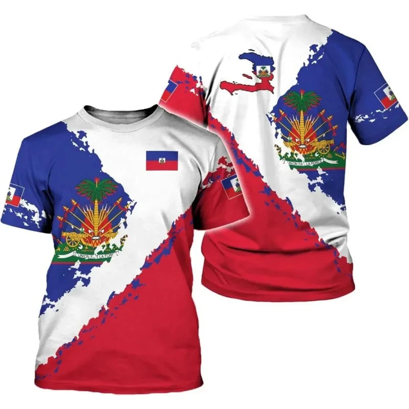 Haiti national emblem pattern 3D The flag of Haiti sport Quickdry Breatha menT-shirt Outdoor team training parent-childclothing