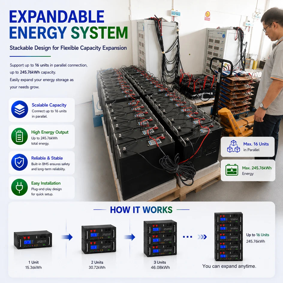 LiFePO4 48V 300Ah 15Kwh Battery 51.2V 100Ah 200Ah 120Ah 150Ah Lithium battery 6000 Cycles 48V Solar Energy Storage Akku EU STOCK