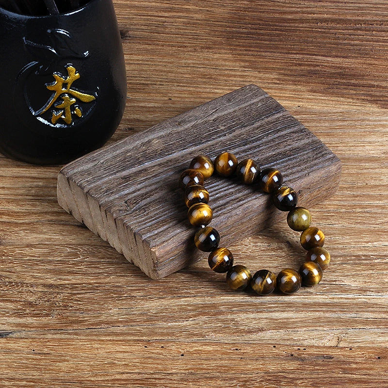 4-14mm Yellow Tiger Eye Stone Beads Stretch Bracelet for Men Women Reiki Natural Stone Jewelry Vitality & Wealth Charm Bracelets