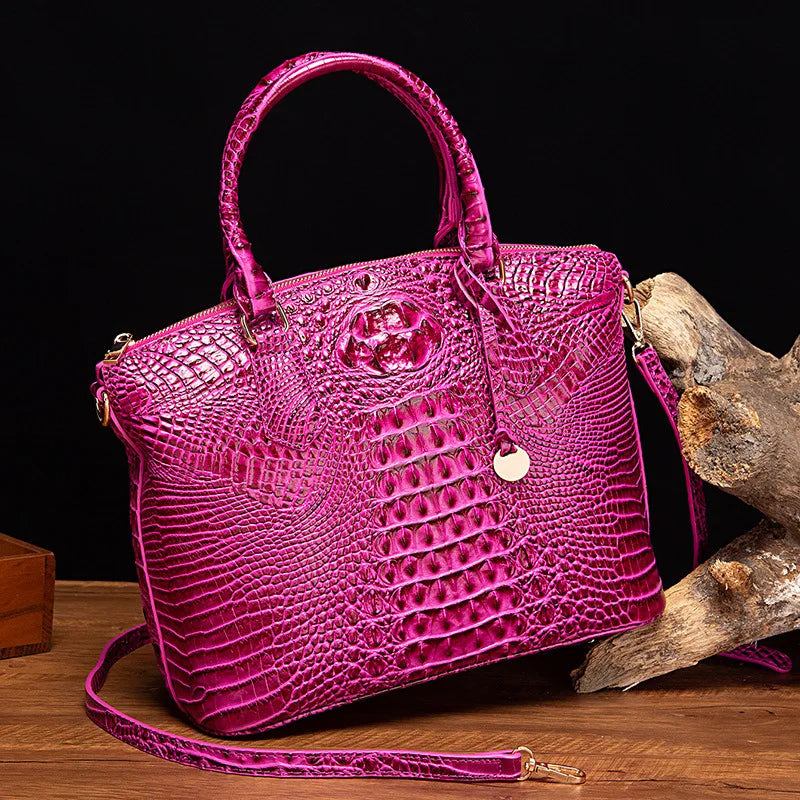 2025 Women's Crocodile Embossed Handbag Luxury Ombre Leather Purse Crossbody Shoulder Satchel Bag Gift