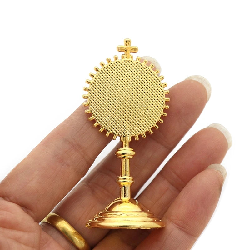Metal Holy Sunshine for Cross Figurine Zinc Alloy Christian Catholic Art Statue for Home Bedroom Living Room Car Decoration Gift