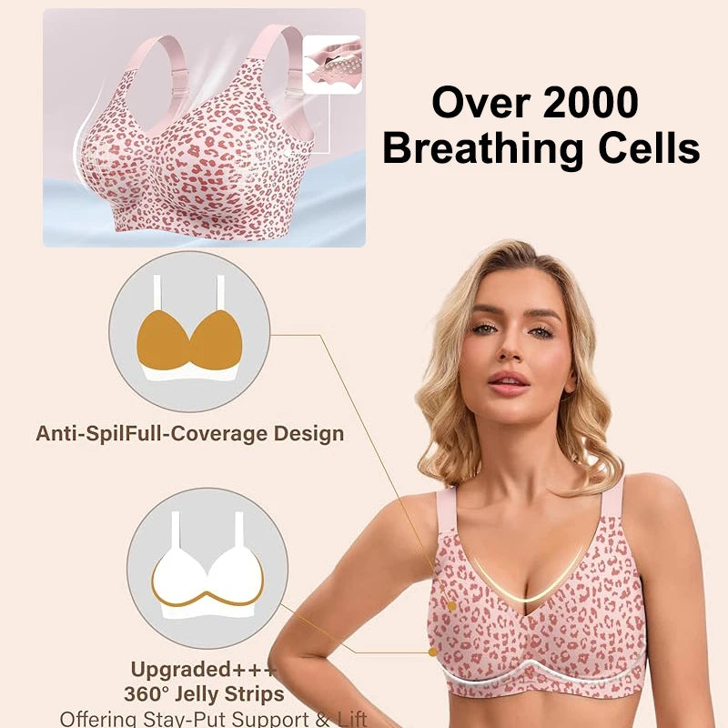Leopard Jelly Bras No Underwire Push Up Wireless Bra Seamless Lift Bras Full Coverage Bralette Everyday Brassiere Plus Size