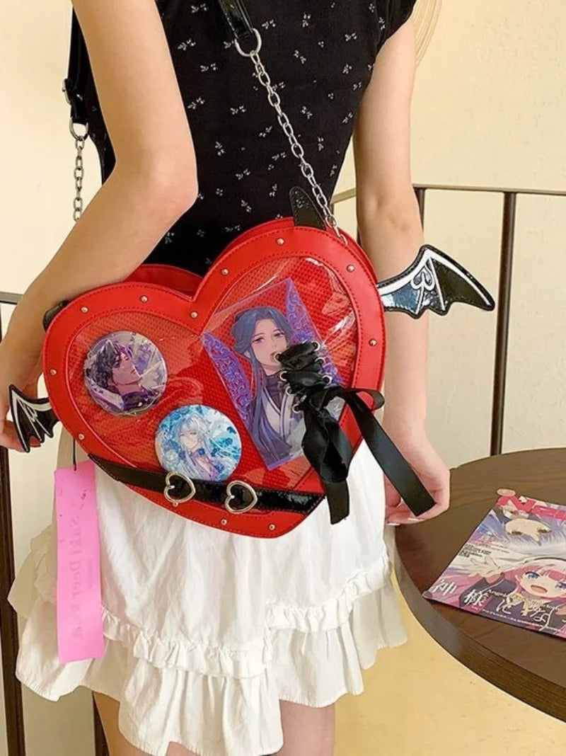 Original small appetite love pain bag y2k wind anime messenger bag small design girl shoulder bag
