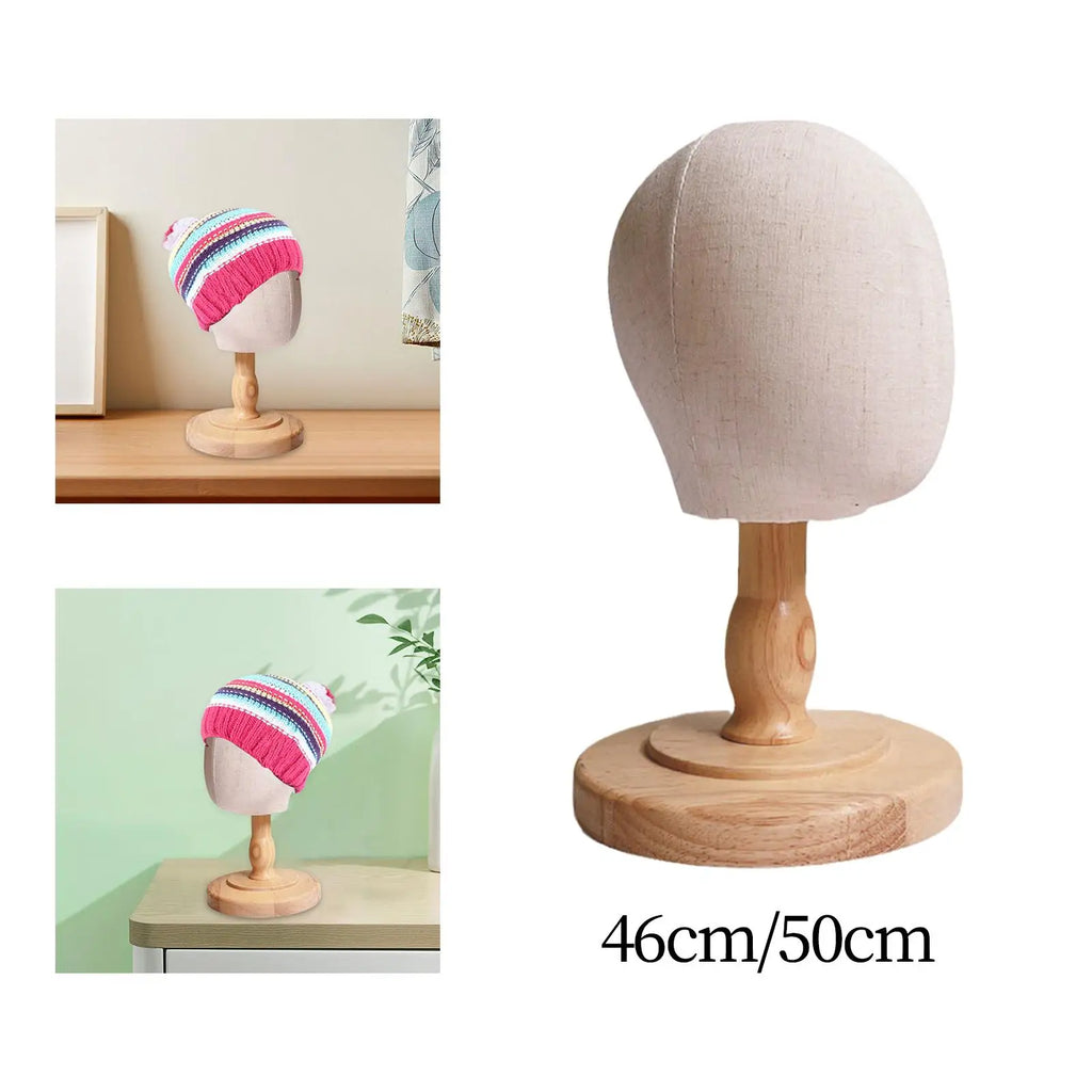 Wig Stand for Kids with Detachable Wood Stand Multipurpose Mannequin Head Hat Display Holder Dome Model Head for Household Salon
