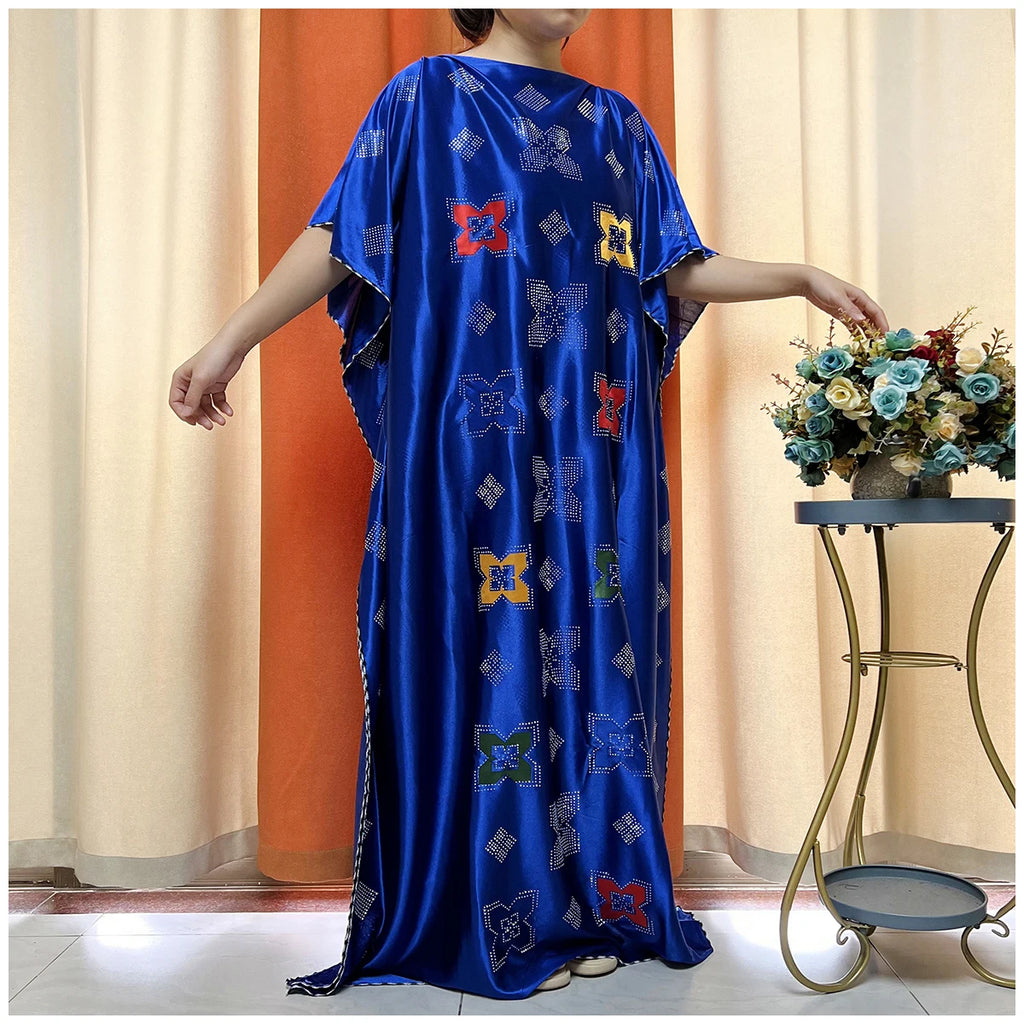 African Abaya For Women Kaftan islamic Clothing With Scarf African Women Dress Inlaid Mubarak Dubai Femme Luxury Muslim Dress
