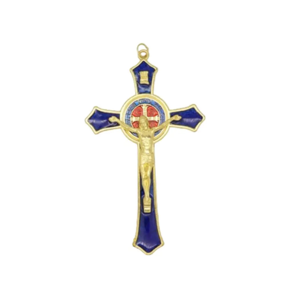 Saint Benedict Benedictine Red Enamel Protection Wall Crucifix Cross Catholic San Benito Medal Prayer Decoration