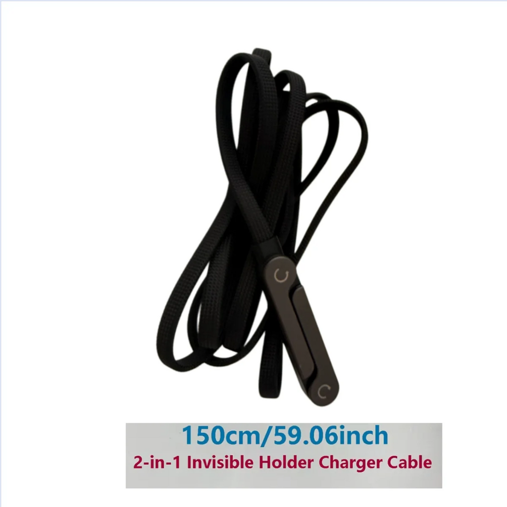 2-in-1 Invisible Holder Charger Cable, 240w Fast Charging Cord with Built-in Phone Stand, Multi Nylon Braided with Hidden Foldin