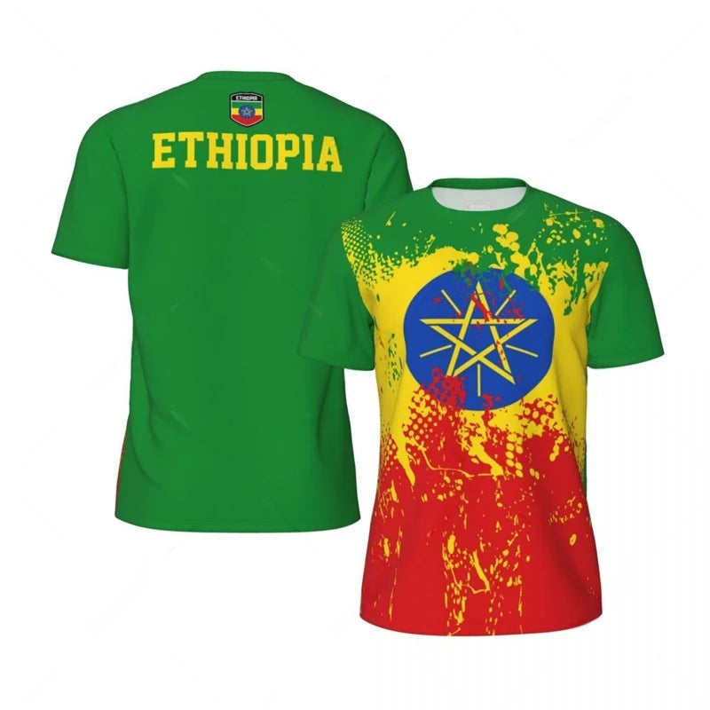 Ethiopia Flag 3D Printed Jersey Summer Fashion Short Sleeve Casual Mens Sports T Shirt Quick Dry Breathable Football T-shirts