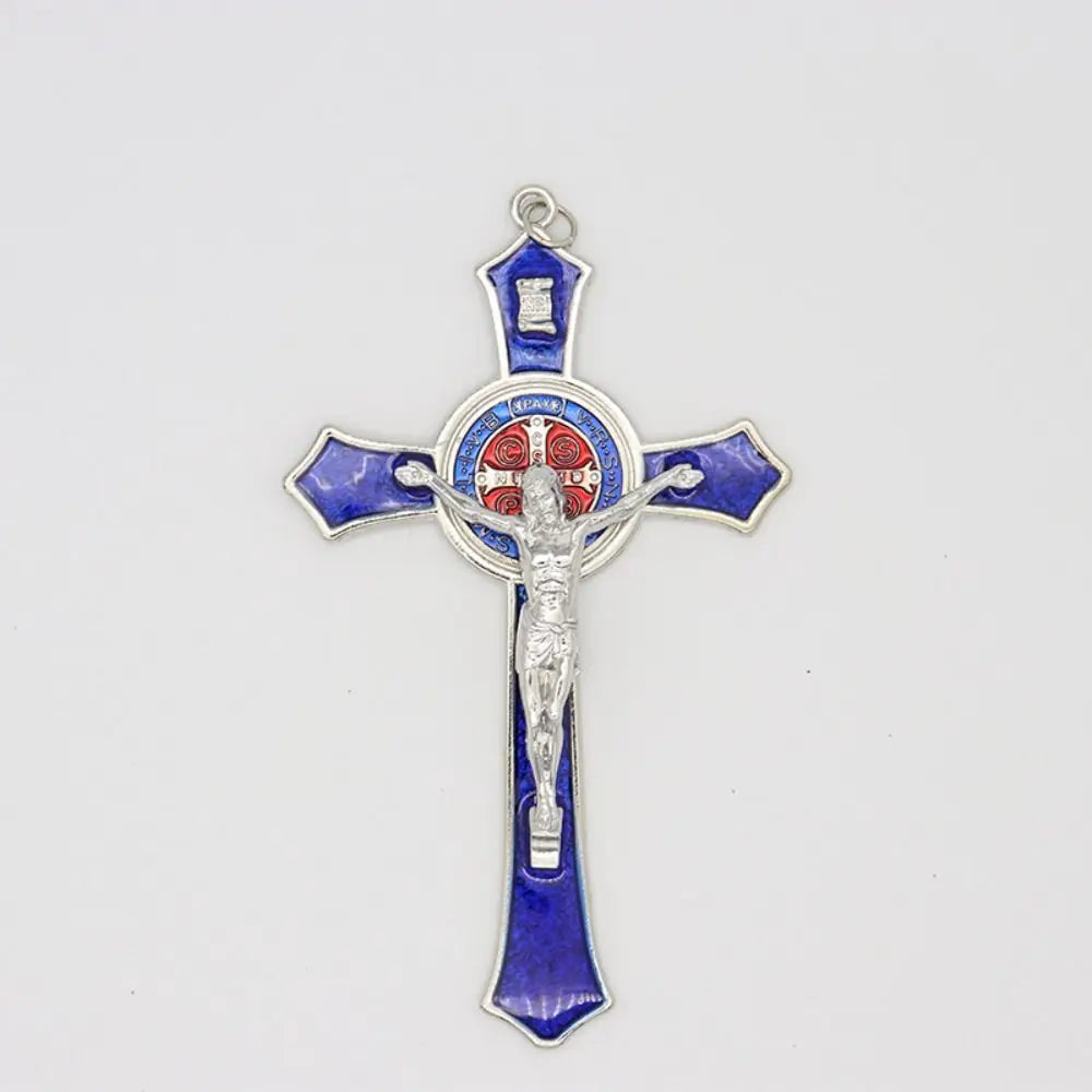 Saint Benedict Benedictine Red Enamel Protection Wall Crucifix Cross Catholic San Benito Medal Prayer Decoration