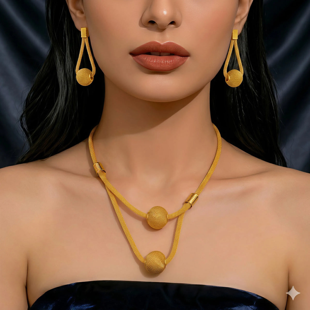 African Bead Jewelry Set For Women Dubai Indian Gold Plated Necklace Earrings Nigeria Bridal Wedding Party Gift Jewellery