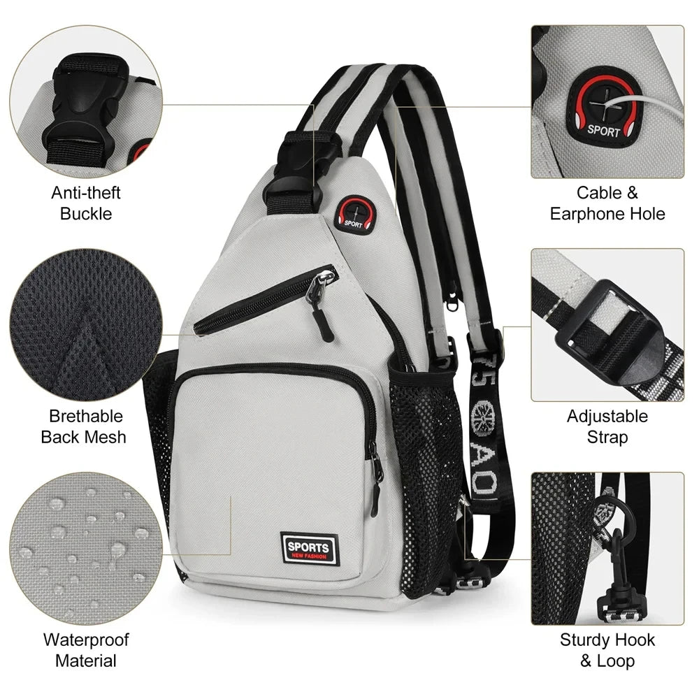 Waterproof Oxford Sling Bag Anti-theft Chest Bag Men Women Crossbody Shoulder Backpack Sports Travel Hiking Cycling Casual