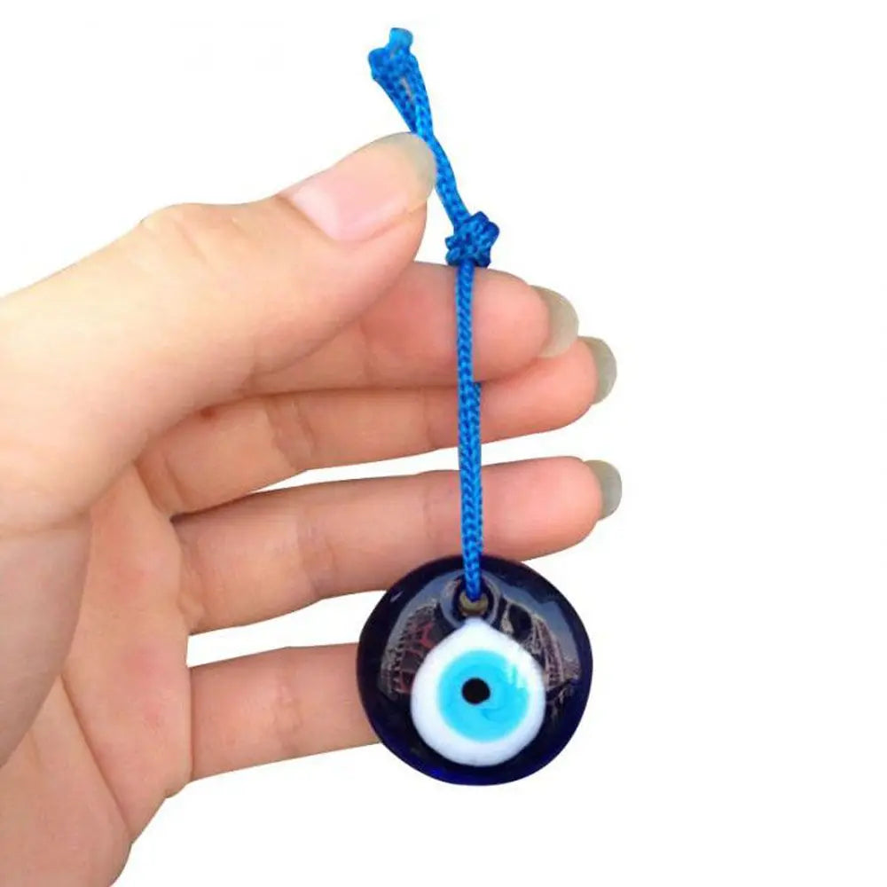 1PC Blue Lampwork Glass Turkish Evil Eye Charm Pendant Car Home Amulet Kabbalah