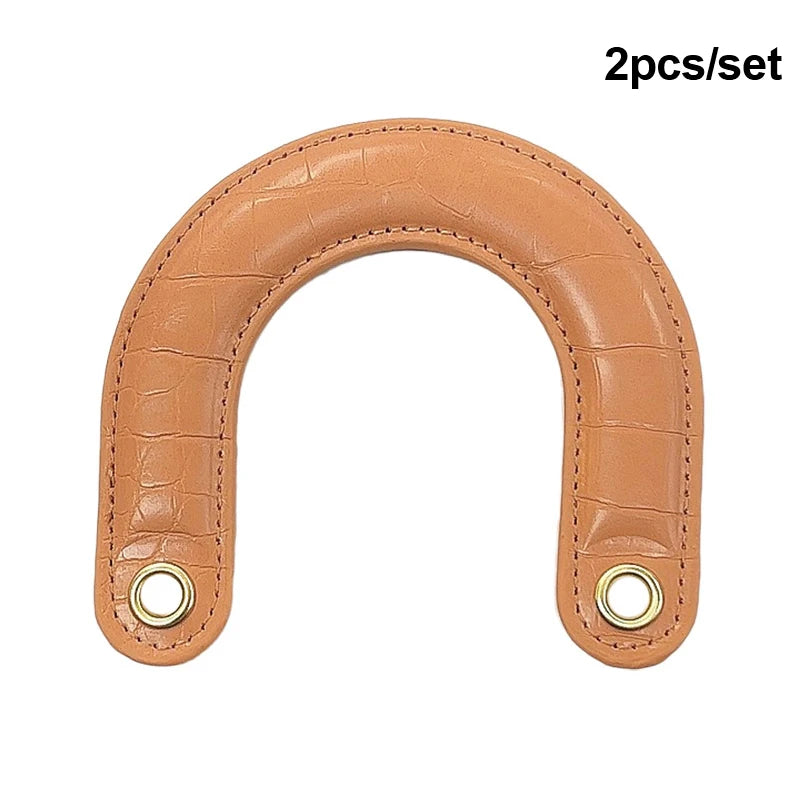 2pcs PU Leather Bag Handles Handmade Handbag Strap Purse Handles Short Bag Belt DIY Bag Replacement Accessories