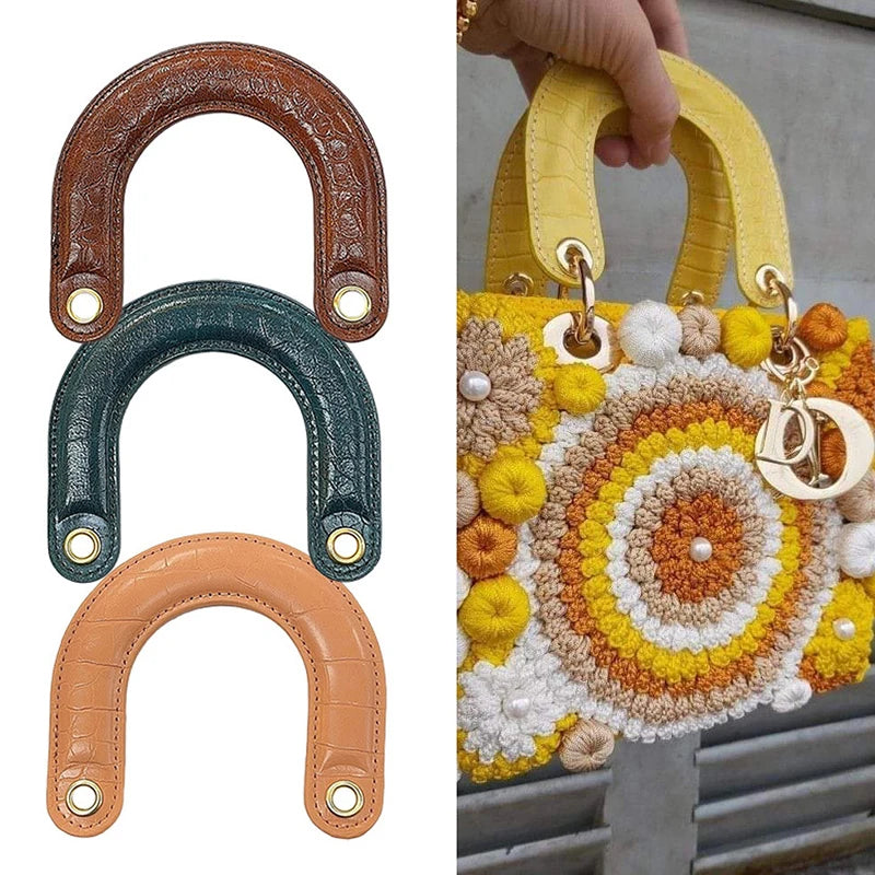 2pcs PU Leather Bag Handles Handmade Handbag Strap Purse Handles Short Bag Belt DIY Bag Replacement Accessories