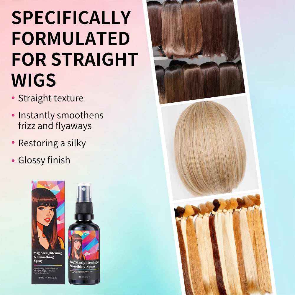 Wig Hair Care Spray for Synthetic and Natural Hair Wigs, Smooth and Anti-Frizz, Extends the Life of Your Wig, For Straight Hair.